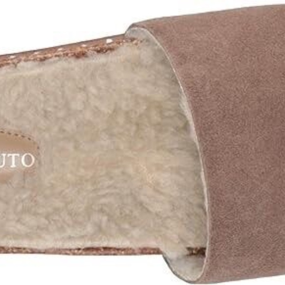 New Vince Camuto Women's Kanadial Slide Sandal Suede Faux Fur Tan Comfy NIB - Picture 3 of 7